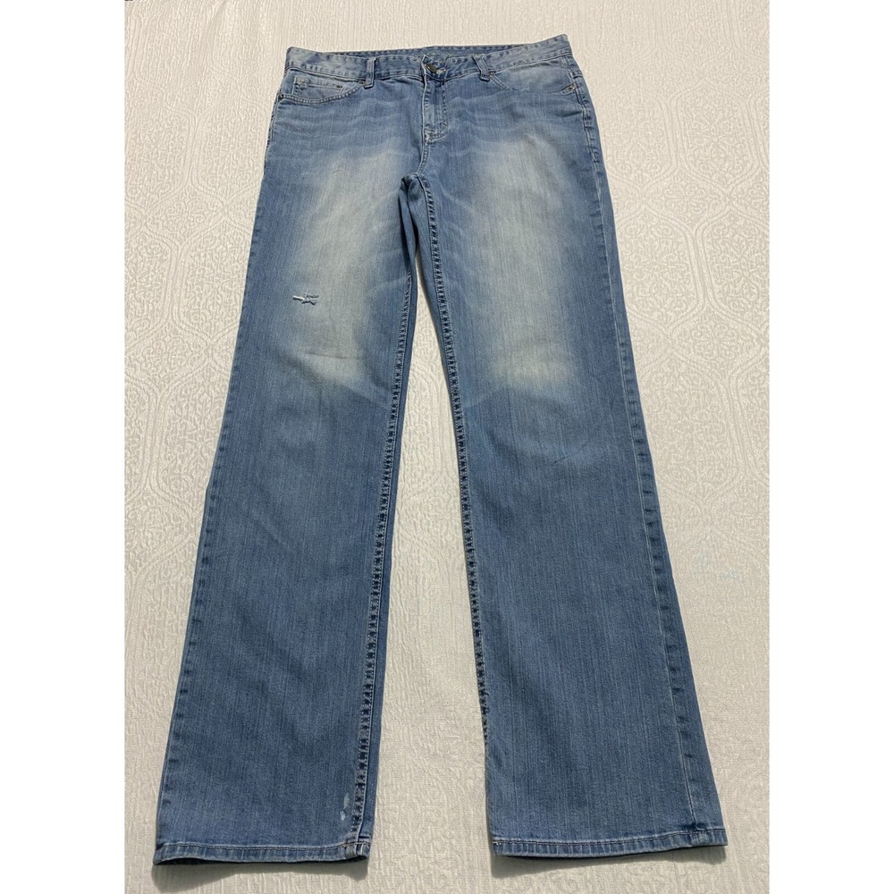 Calvin Klein Jeans Mens Size 34×34 Blue Denim Distressed Straight Whiskers
